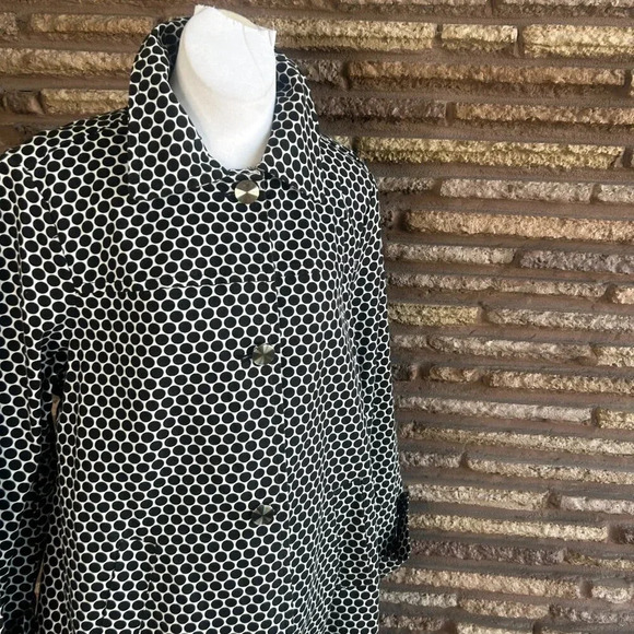 Charter Club Woman Navy Blue Polka Dot Casual Stretch Cotton Jacket Size 1X - Picture 8 of 10